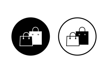 Beyaz arka planda alışveriş poşeti simgeleri. Alışveriş çantası vektörü ico