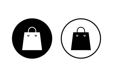 Beyaz arka planda alışveriş poşeti simgeleri. Alışveriş çantası vektörü ico