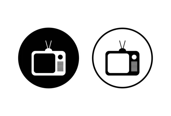 Ikon Vektor Ditetapkan Pada Latar Belakang Putih Television Ico - Stok Vektor