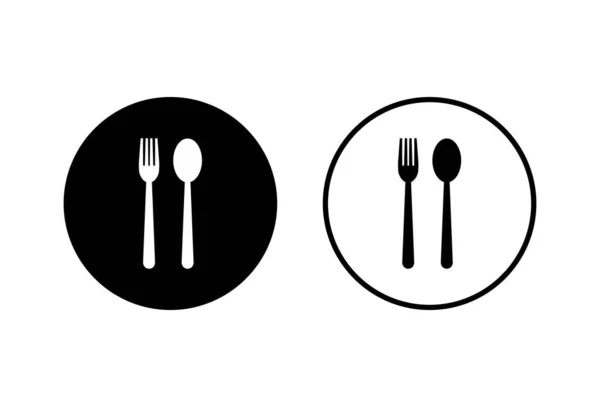 Restaurant Icons Set White Background Fork Spoon Knife Icon Food — Stock Vector