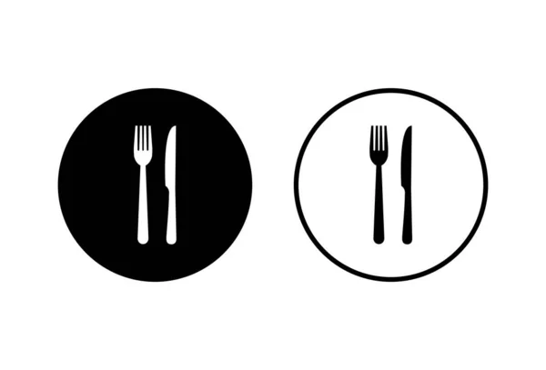 餐厅图标设置在白色背景 勺子和刀具图标 食物图标 — 图库矢量图片