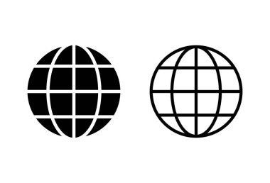 Web simgeleri ayarlandı. Web sitesi vektör simgesi. İnternet dünyası vektosu