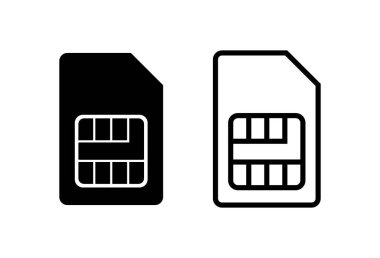 Sim kart simgeleri vektör belirledi. Mobil yuva simgesi. Cep telefonu sim kart çipi