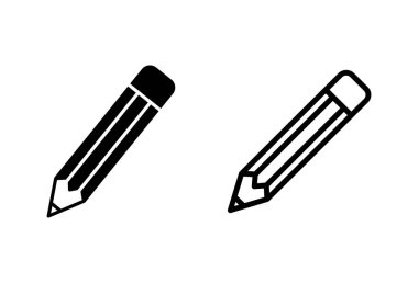Beyaz arkaplanda kalem simgeleri ayarlandı. Kalem vektörü ico