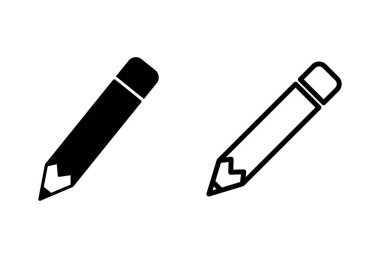 Beyaz arkaplanda kalem simgeleri ayarlandı. Kalem vektörü ico