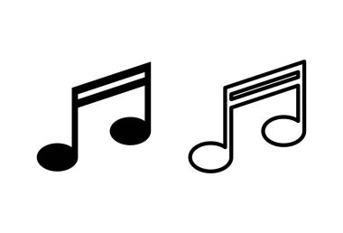 Beyaz arkaplanda müzik simgeleri, müzik vektörü simgesi, Melody, şarkı, not, ses, ses simgesi