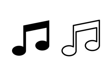 Beyaz arkaplanda müzik simgeleri, müzik vektörü simgesi, Melody, şarkı, not, ses, ses simgesi