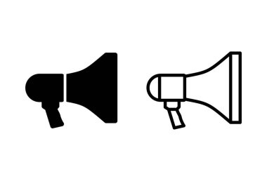 Beyaz arkaplana megafon simgeleri yerleştirildi. Hoparlör ikon vektörü. Cilt ico