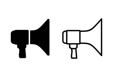 Beyaz arkaplana megafon simgeleri yerleştirildi. Hoparlör ikon vektörü. Cilt ico