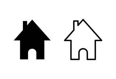 Beyaz arkaplanda ev simgeleri ayarlandı. Ev vektör simgesi. Adresler