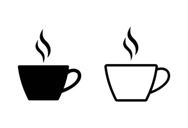 Beyaz arka planda bir fincan kahve ikonu. Kahve fincanı ikonu. Kahve vektörü ikonu. Te