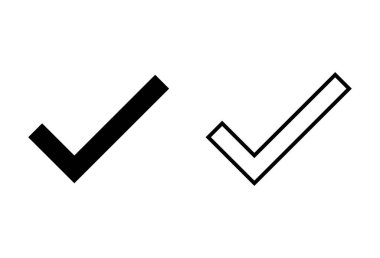 Beyaz arkaplandaki simgeleri kontrol et. İşaret simgesini işaretle. Kontrol listesi simgesi. Tik.