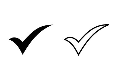 Beyaz arkaplandaki simgeleri kontrol et. İşaret simgesini işaretle. Kontrol listesi simgesi. Tik.