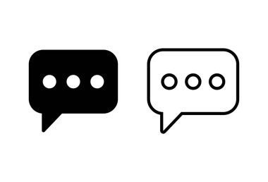 Beyaz arkaplanda sohbet simgeleri ayarlandı. Sohbet vektörü simgesi. Konuşma balonu!