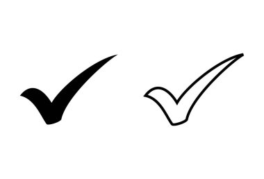 Beyaz arkaplandaki simgeleri kontrol et. İşaret simgesini işaretle. Kontrol listesi simgesi. Tik.