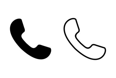Arama simgeleri beyaz arka plana ayarlandı. Telefon simgesi vektörü. Cep telefonu. Telefon Meksika