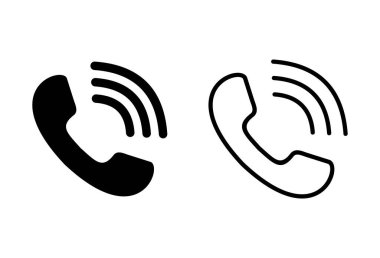 Arama simgeleri beyaz arka plana ayarlandı. Telefon simgesi vektörü. Cep telefonu. Telefon Meksika