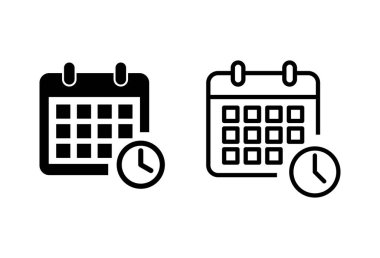 Takvim simgeleri beyaz arkaplanda ayarlandı. Takvim sembolü. Takvim vektör simgesi. Son teslim tarihi. Randevu. Tim.