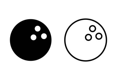 Bowling oyunu Pin Simgeleri beyaz arkaplanda ayarlandı. Bowling ikonu, top ve pi