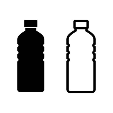 Beyaz arka planda şişe simgeleri var. Moda düz desenli şişe simgesi