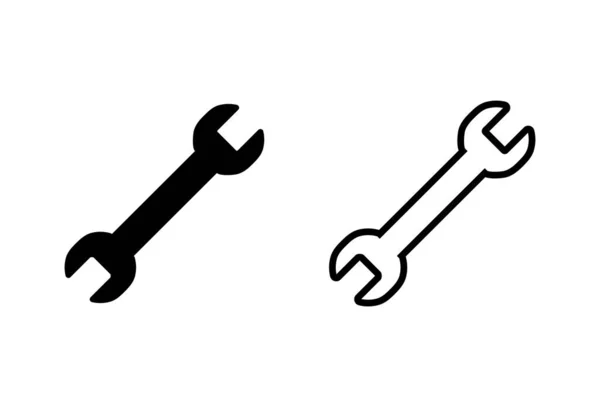 Juego Iconos Llave Inglesa Icono Vector Llave Inglesa Spanner Symbo — Archivo Imágenes Vectoriales