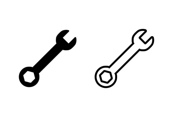 Wrench Pictogrammen Ingesteld Een Moersleutel Vectoricoon Spanner — Stockvector