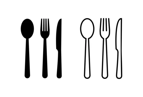 Fourchette Cuillère Icône Couteau Icône Nourriture Mange Ensemble Icônes Restaurant — Image vectorielle