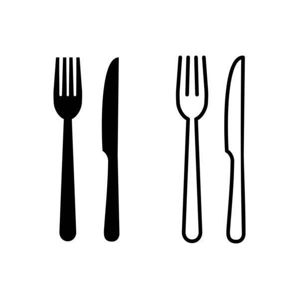 Icono Tenedor Cuchillo Icono Comida Come Conjunto Iconos Restaurante — Archivo Imágenes Vectoriales