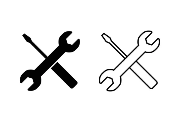 Reparatur Symbole Gesetzt Schraubenschlüssel Und Schraubenzieher Symbol Einstellungen Vektor Symbol — Stockvektor