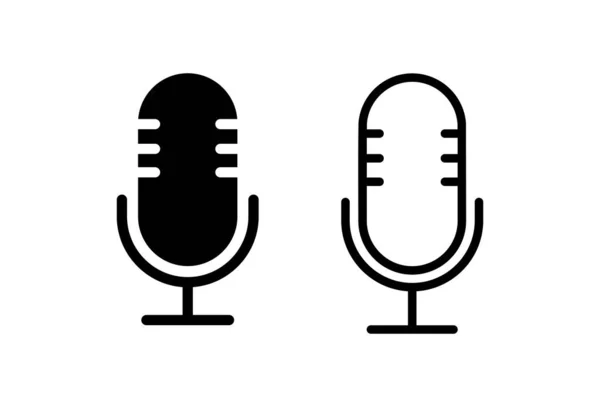 Microfoon Pictogrammen Ingesteld Witte Achtergrond Mic Teken Karaoke Microfoon Icoon — Stockvector