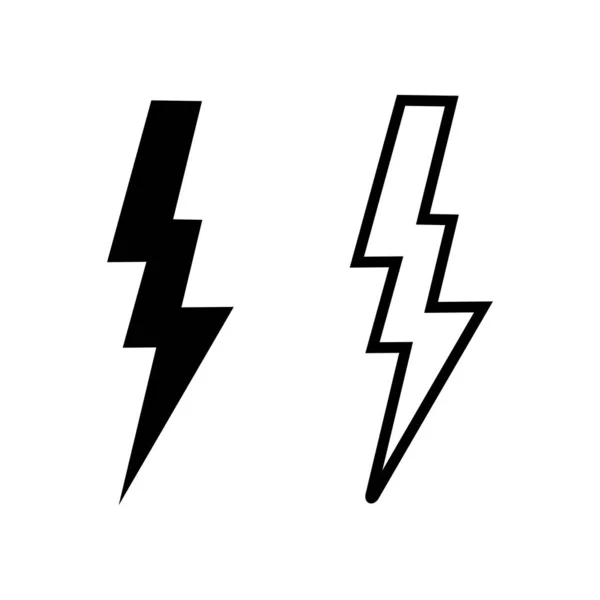 Lightningアイコンは白の背景に設定されます ボルト アイコン ベクトル エネルギーと雷電気イコ — ストックベクタ