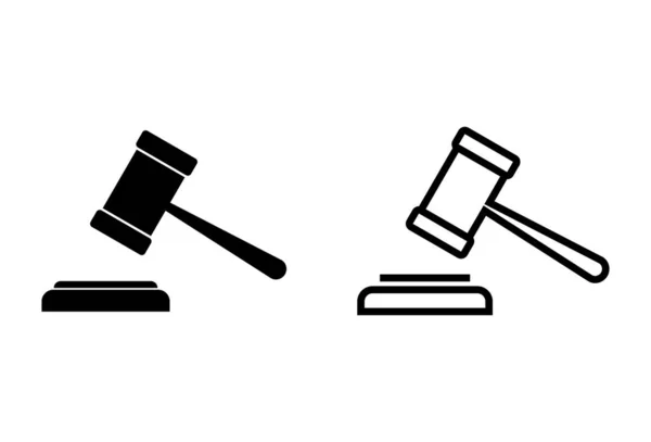 Gavel Pictogrammen Ingesteld Witte Achtergrond Hamer Icoon Vector Rechter Gavel — Stockvector