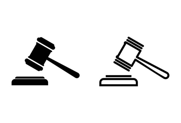 Иконки молотка установлены на белом фоне. Вектор иконок молота. Вектор иконы аукциона "Судья Гейвл". Би
