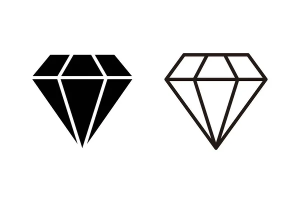 Gyémánt Ikonok Beállítva Fehér Háttérrel Gyémánt Vektor Ikon Gemstone Szimbó — Stock Vector