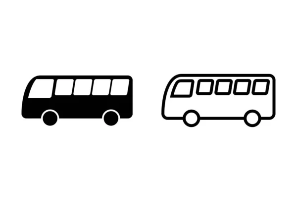 Ícones Ônibus Definidos Fundo Branco Preto Vetor Ônibus Ico —  Vetores de Stock