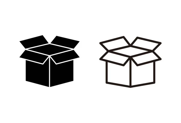 Offene Box Symbole Auf Weißem Hintergrund Karton Verpackung Offen Box — Stockvektor