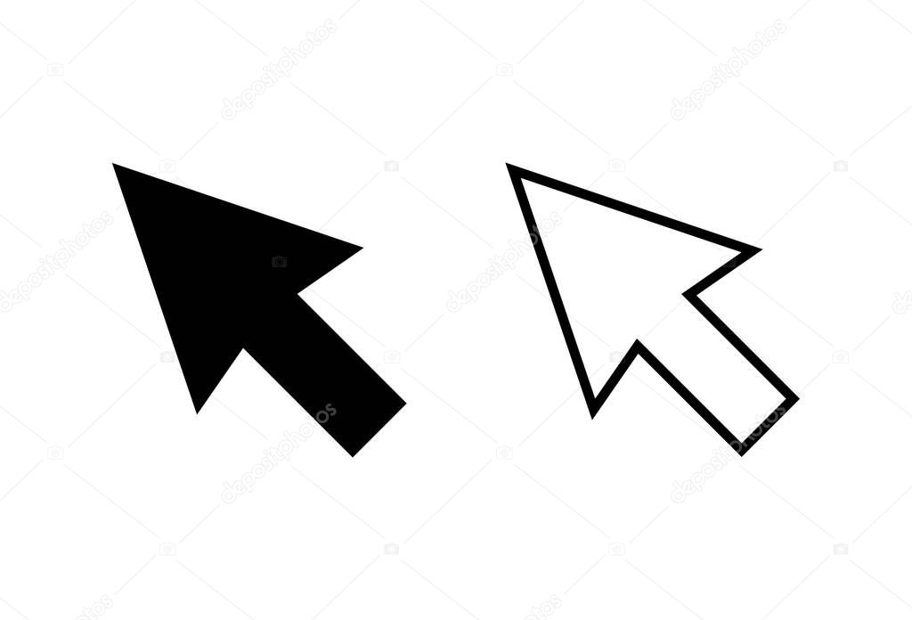 Click icons set on white background. Cursor icon. Computer mouse click cursor black arrow icon