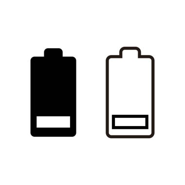 Beyaz arkaplana pil simgeleri yerleştirildi. Batarya vektörü ico