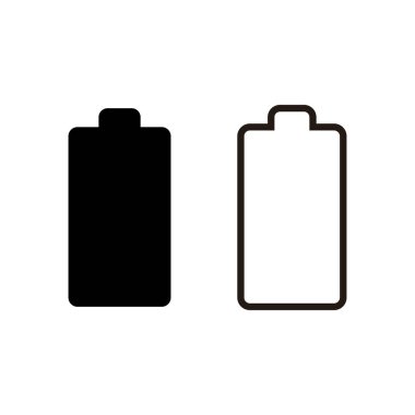 Beyaz arkaplana pil simgeleri yerleştirildi. Batarya vektörü ico