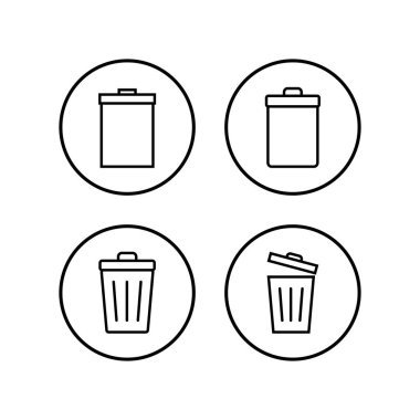Çöp simgeleri ayarlandı. Çöp kutusu simgesi. Simge vektörünü sil