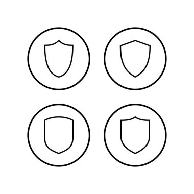 Kalkan vektör simgeleri ayarlandı. Koruma ikonu vektörü. Güvenlik vektörü ico