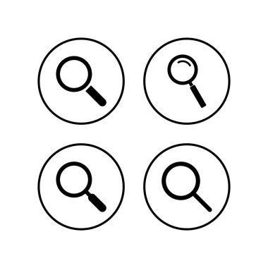 Arama simgeleri ayarlandı. Cam vektör simgesi. Büyüteç simgesini ara. Fin.