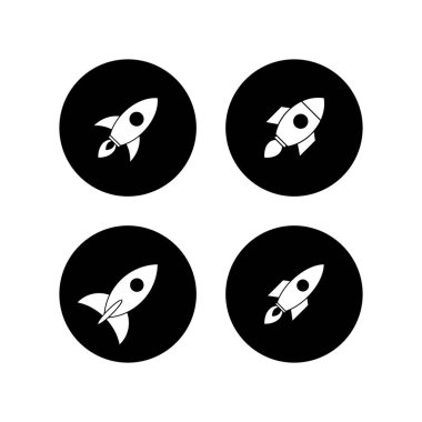 Roket vektör simgeleri ayarlandı. Kavram Simgesini Başlat. Başlangıç ico