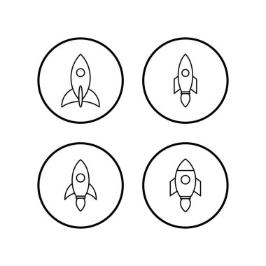 Roket vektör simgeleri ayarlandı. Kavram Simgesini Başlat. Başlangıç ico