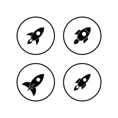 Roket vektör simgeleri ayarlandı. Kavram Simgesini Başlat. Başlangıç ico