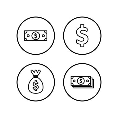 Para simgeleri ayarlandı. Para vektör simgesi. Dolar Meksika