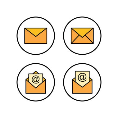 Posta simgeleri ayarlandı. E- posta simgesi. Zarf çizimi. İleti