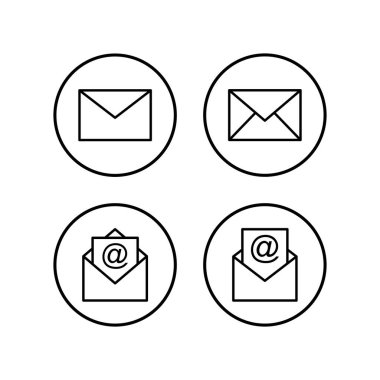 Posta simgeleri ayarlandı. E- posta simgesi. Zarf çizimi. İleti