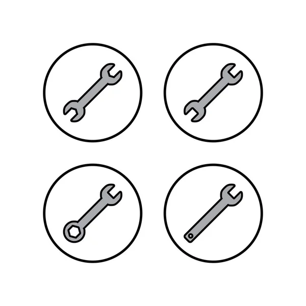 Juego Iconos Llave Inglesa Icono Vector Llave Inglesa Spanner Symbo — Archivo Imágenes Vectoriales