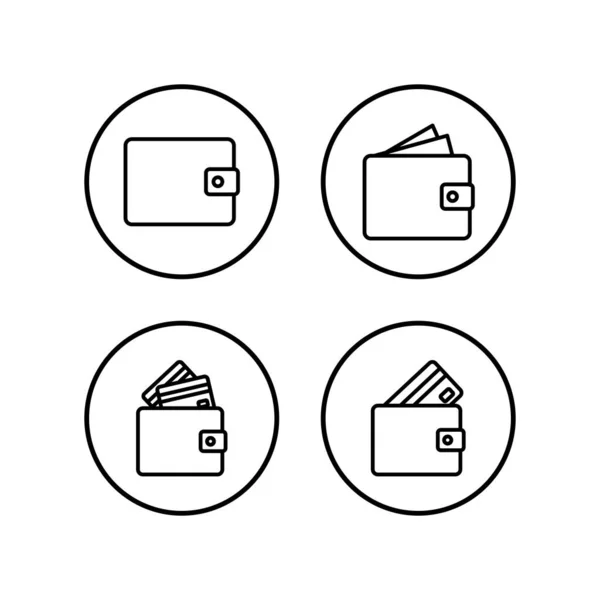 Portefeuille Icônes Ensemble Dans Style Plat Mode Argent Portefeuille Ico — Image vectorielle